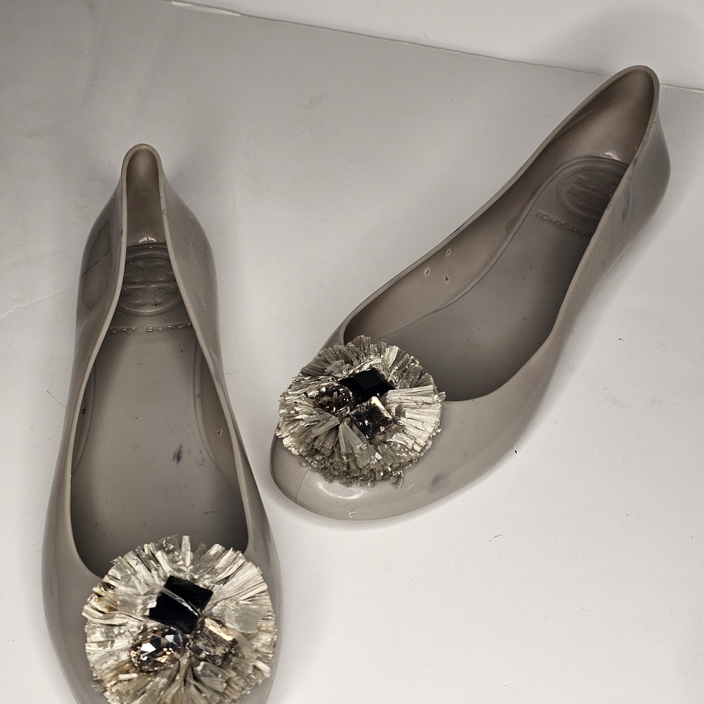 Tory Burch Silver Flats with Decorative Accents - Picture 6 of 8